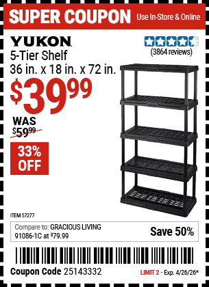Harbor Freight Coupons, HF Coupons, 20% off - 5 Tier Storage Rack