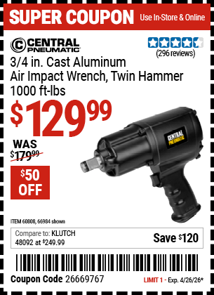 Harbor Freight Coupons, HF Coupons, 20% off - 3/4