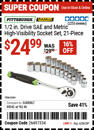 Harbor Freight Coupons, HF Coupons, 20% off - 21 Piece, 1/2