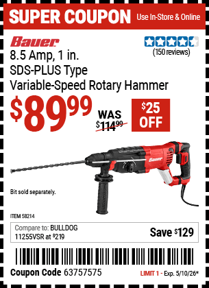 Harbor Freight Coupons, HF Coupons, 20% off - BAUER 8.5 Amp for $99.99