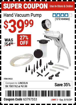 Harbor Freight Coupons, HF Coupons, 20% off - Vacuum Pump