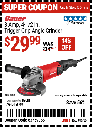 Harbor Freight Coupons, HF Coupons, 20% off - Bauer 4-1/2