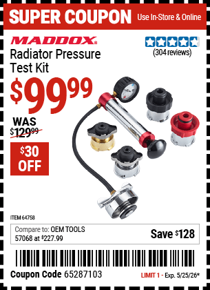 Harbor Freight Coupons, HF Coupons, 20% off - Maddox Radiator Pressure Test Kit