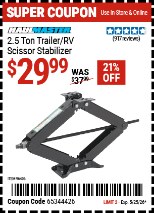 Harbor Freight Coupons, HF Coupons, 20% off - 2.5 Ton Scissor Jack