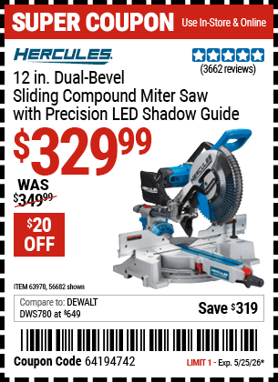 Harbor Freight Coupons, HF Coupons, 20% off - Hercules Professional 12