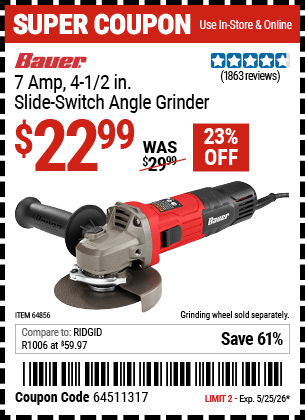 Harbor Freight Coupons, HF Coupons, 20% off - 4-1/2