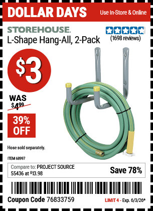 Harbor Freight Coupons, HF Coupons, 20% off - 2 Piece L-shape Hang-all