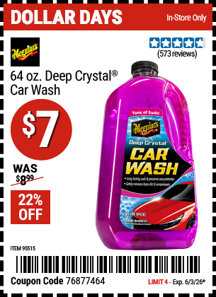 Harbor Freight Coupons, HF Coupons, 20% off - 64 Oz. Meguiars Deep Crystal Car Wash