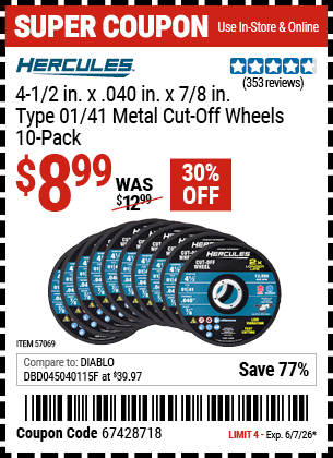 Harbor Freight Coupons, HF Coupons, 20% off - 57069