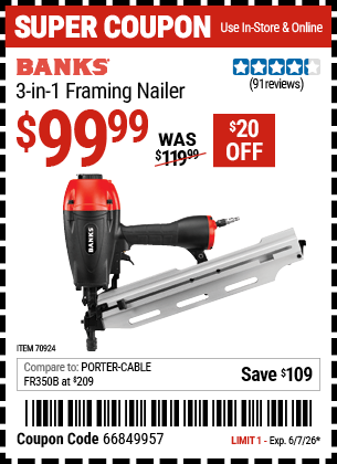 Harbor Freight Coupons, HF Coupons, 20% off - 70924