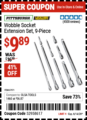 Harbor Freight Coupons, HF Coupons, 20% off - 9 Piece 1/4