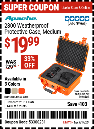 Harbor Freight Coupons, HF Coupons, 20% off - Apache 2800 Case