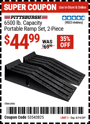 Harbor Freight Coupons, HF Coupons, 20% off - 2 Piece Auto Ramp Sets Polypropylene