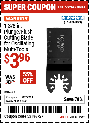 Harbor Freight Coupons, HF Coupons, 20% off - 1-3/8