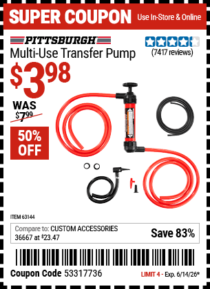 Harbor Freight Coupons, HF Coupons, 20% off - Multi-use Transfer Pump