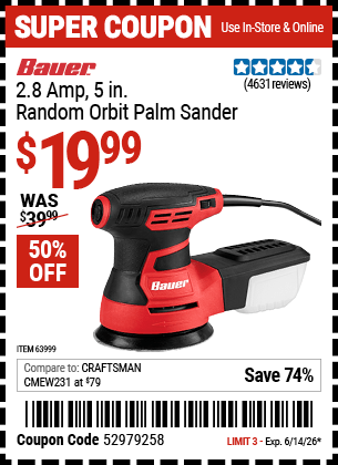 Harbor Freight Coupons, HF Coupons, 20% off - Bauer 2.8 Amp 5
