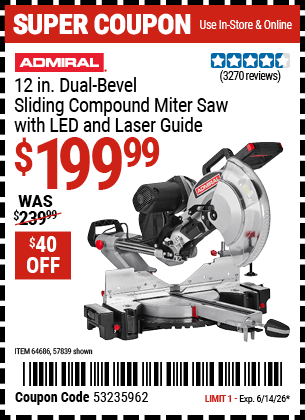 Harbor Freight Coupons, HF Coupons, 20% off - Admiral 12