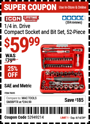 Harbor Freight Coupons, HF Coupons, 20% off - 70695