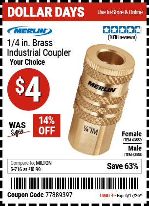 Harbor Freight Coupons, HF Coupons, 20% off - 1/4