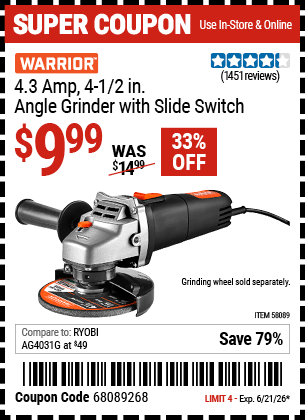 Harbor Freight Coupons, HF Coupons, 20% off - WARRIOR 4.3 Amp 