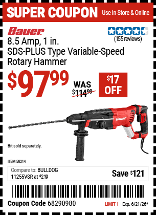 Harbor Freight Coupons, HF Coupons, 20% off - BAUER 8.5 Amp for $99.99