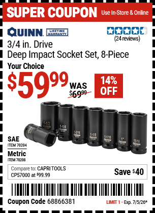 Harbor Freight Coupons, HF Coupons, 20% off - 70208