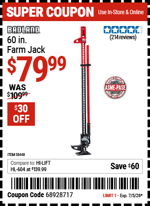 Harbor Freight Coupons, HF Coupons, 20% off - 58448