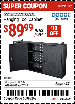 Harbor Freight Coupons, HF Coupons, 20% off - Hanging Tool Cabinet