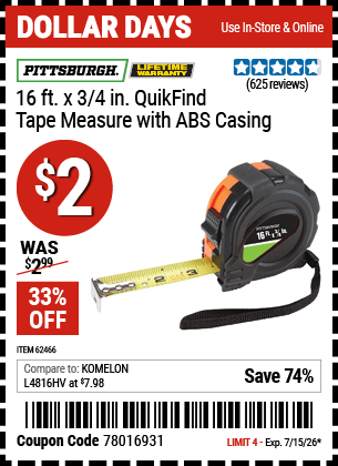 Harbor Freight Coupons, HF Coupons, 20% off - 3/4