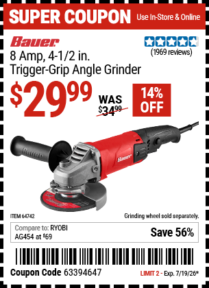 Harbor Freight Coupons, HF Coupons, 20% off - Bauer 4-1/2