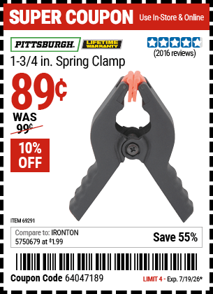 Harbor Freight Coupons, HF Coupons, 20% off - 1-3/4