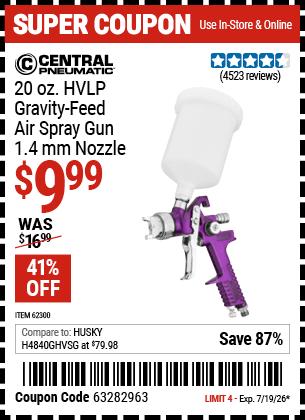 Harbor Freight Coupons, HF Coupons, 20% off - 20 Oz. Gravity Feed Spray Gun