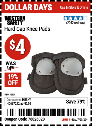 Harbor Freight Coupons, HF Coupons, 20% off - Hard Cap Knee Pads