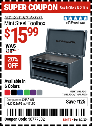 Harbor Freight Coupons, HF Coupons, 20% off - 72431