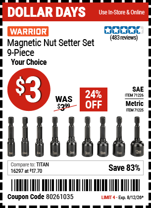 Harbor Freight Coupons, HF Coupons, 20% off - 71225