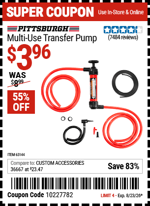 Harbor Freight Coupons, HF Coupons, 20% off - Multi-use Transfer Pump