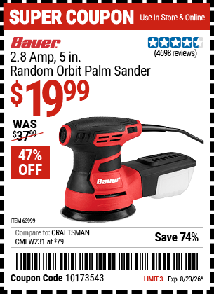 Harbor Freight Coupons, HF Coupons, 20% off - Bauer 2.8 Amp 5