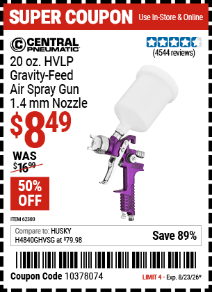 Harbor Freight Coupons, HF Coupons, 20% off - 20 Oz. Gravity Feed Spray Gun