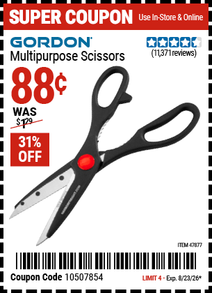 Harbor Freight Coupons, HF Coupons, 20% off - Multipurpose Scissors