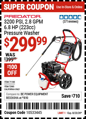 Harbor Freight Coupons, HF Coupons, 20% off - 71100