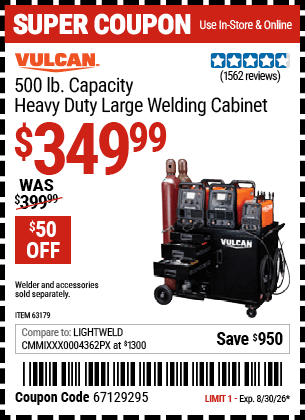 Harbor Freight Coupons, HF Coupons, 20% off - Vulcan Commercial Quality Heavy Duty Welding Cabinet