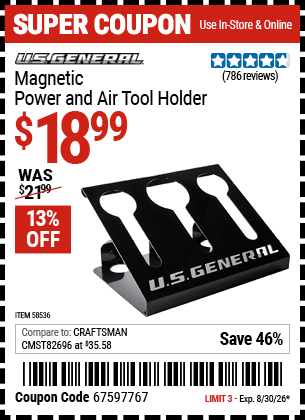 Harbor Freight Coupons, HF Coupons, 20% off - U.S. GENERAL Magnetic Power and Air Tool Holder for $14.99