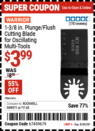 Harbor Freight Coupons, HF Coupons, 20% off - 1-3/8