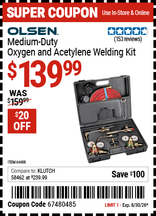 Harbor Freight Coupons, HF Coupons, 20% off - Oxygen And Acetylene Welding Kit