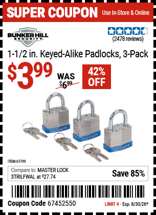 Harbor Freight Coupons, HF Coupons, 20% off - 3 Piece, 1-1/2