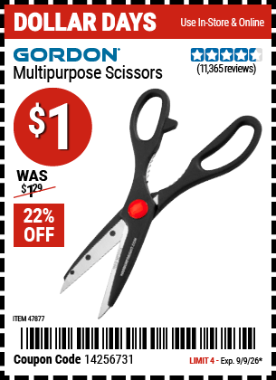 Harbor Freight Coupons, HF Coupons, 20% off - Multipurpose Scissors