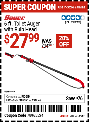 Harbor Freight Coupons, HF Coupons, 20% off - 58959