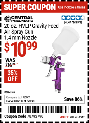 Harbor Freight Coupons, HF Coupons, 20% off - 20 Oz. Gravity Feed Spray Gun