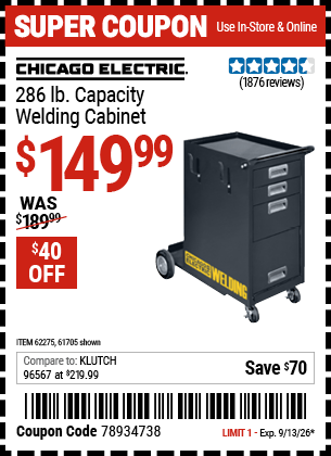 Harbor Freight Coupons, HF Coupons, 20% off - Welding Storage Cabinet