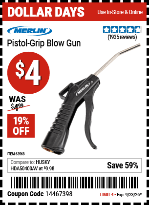 Harbor Freight Coupons, HF Coupons, 20% off - Pistol Grip Blow Gun